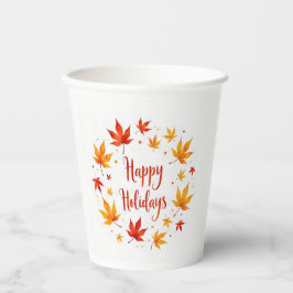 Happy Holidays Autumn Leaves Paper Cups 紙コップ