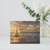 Happy Holidays Beach Coastal Ocean シーズンポストカード (スタンド正面)
