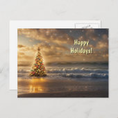 Happy Holidays Beach Coastal Ocean シーズンポストカード (正面/裏面)