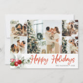 Happy Holidays Berry Brush Script 7 Photo シーズンカード (正面)