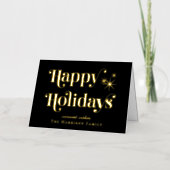 Happy Holidays Black Christmas 箔シーズンカード (正面)