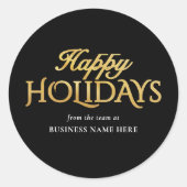 Happy Holidays Black Gold Business Christmas ラウンドシール (正面)