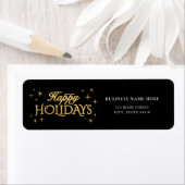 Happy Holidays Black Gold Business Return Address ラベル (インサイチュ)