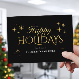 Happy Holidays Black Gold Elegant Modern Business シーズンカード