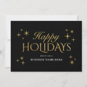 Happy Holidays Black Gold Elegant Modern Business シーズンカード (正面)