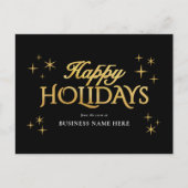 Happy Holidays Black Gold Elegant Modern Business シーズンポストカード (正面)