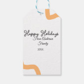 Happy holidays black orange name date year spiral  ギフトタグ (裏面)