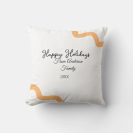 Happy holidays black orange name date year spiral  クッション