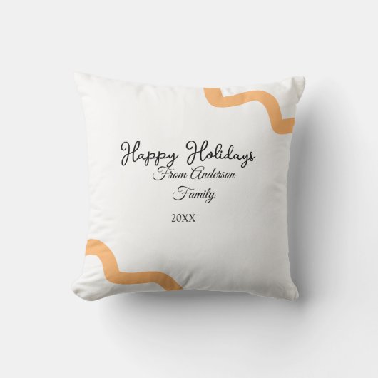 Happy holidays black orange name date year spiral  クッション (正面)