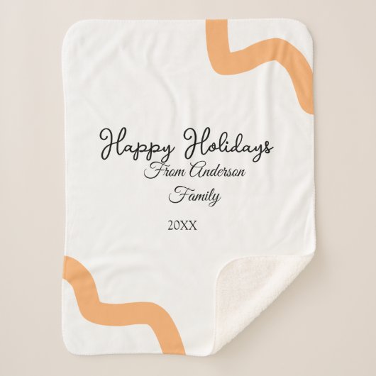 Happy holidays black orange name date year spiral  シェルパブランケット (正面)