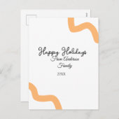 Happy holidays black orange name date year spiral  シーズンポストカード (正面/裏面)