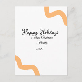 Happy holidays black orange name date year spiral  シーズンポストカード