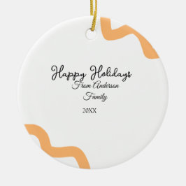 Happy holidays black orange name date year spiral  セラミックオーナメント