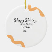 Happy holidays black orange name date year spiral  セラミックオーナメント (裏面)
