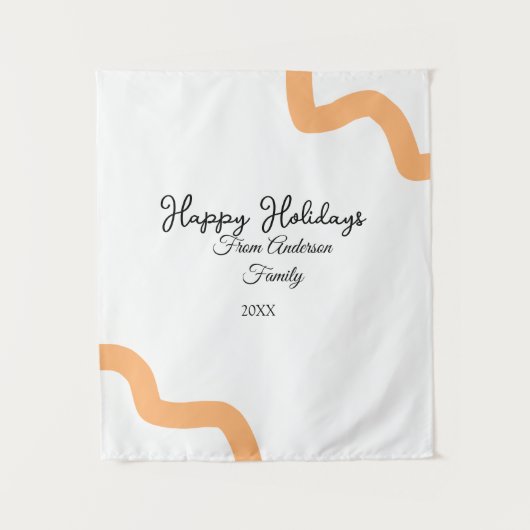 Happy holidays black orange name date year spiral  タペストリー (正面)