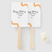 Happy holidays black orange name date year spiral  ハンドファン (正面&裏面)