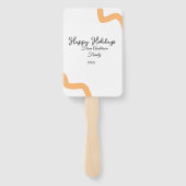 Happy holidays black orange name date year spiral  ハンドファン (裏面)