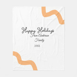 Happy holidays black orange name date year spiral  フリースブランケット