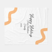 Happy holidays black orange name date year spiral  フリースブランケット (正面(横))