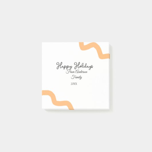 Happy holidays black orange name date year spiral  ポストイット (正面)