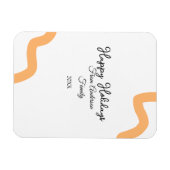 Happy holidays black orange name date year spiral  マグネット (横)