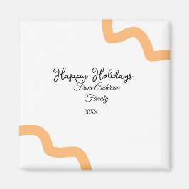 Happy holidays black orange name date year spiral  マグネット