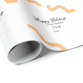 Happy holidays black orange name date year spiral  ラッピングペーパー (ロールコーナー)