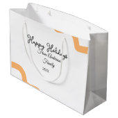 Happy holidays black orange name date year spiral  ラージペーパーバッグ (裏面アングル)