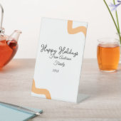 Happy holidays black orange name date year spiral  台座サイン (インサイチュ)