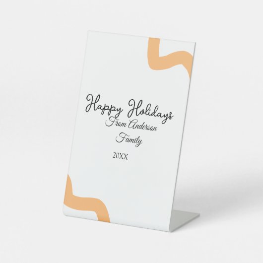 Happy holidays black orange name date year spiral  台座サイン (正面)