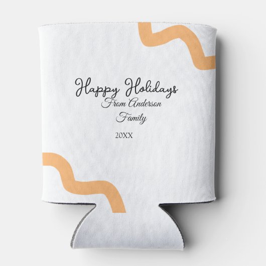 Happy holidays black orange name date year spiral  缶クーラー (裏面)