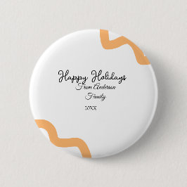 Happy holidays black orange name date year spiral  缶バッジ