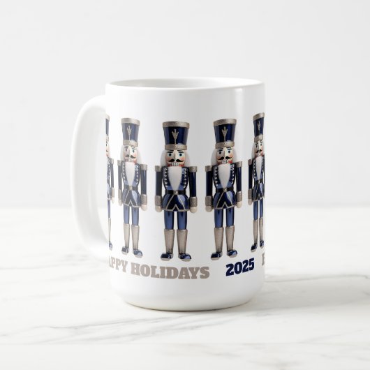 Happy Holidays Blue and Silver Nutcrackers Mug コーヒーマグカップ (正面左)
