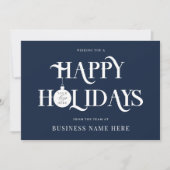 Happy Holidays Blue Modern Logo Business シーズンカード (正面)