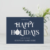 Happy Holidays Blue Modern Logo Business シーズンカード (スタンド正面)