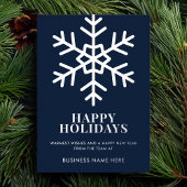 Happy Holidays Blue Snowflake Business 箔シーズンカード