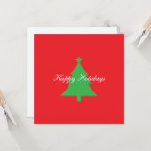 Happy Holidays Bright Red Christmas New Year カード (正面/裏面インサイチュ)