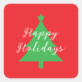 Happy Holidays Bright Red Christmas New Year スクエアシール (正面)