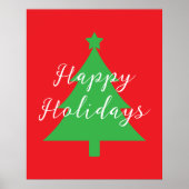 Happy Holidays Bright Red Christmas New Year ポスター (正面)