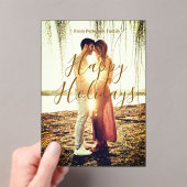 Happy holidays brown add couple photo name date mo アクリル招待状 (インサイチュ (ポータブル))