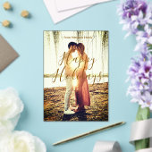 Happy holidays brown add couple photo name date mo アクリル招待状 (インサイチュ (ウェディング))