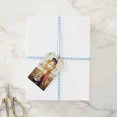 Happy holidays brown add couple photo name date mo ギフトタグ (より糸付き)