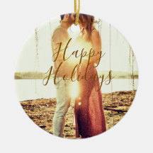 Happy holidays brown add couple photo name date mo