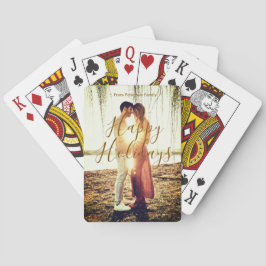 Happy holidays brown add couple photo name date mo トランプ