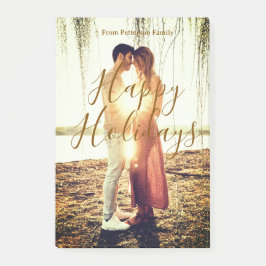 Happy holidays brown add couple photo name date mo ポストイット