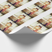 Happy holidays brown add couple photo name date mo ラッピングペーパー (角)