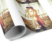 Happy holidays brown add couple photo name date mo ラッピングペーパー (ロールコーナー)