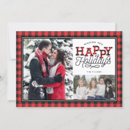 HAPPY Holidays Buffalo Plaid 縁ど 2 – 写真 シーズンカード