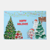 Happy Holidays Bunny Christmas ドアマット (正面)