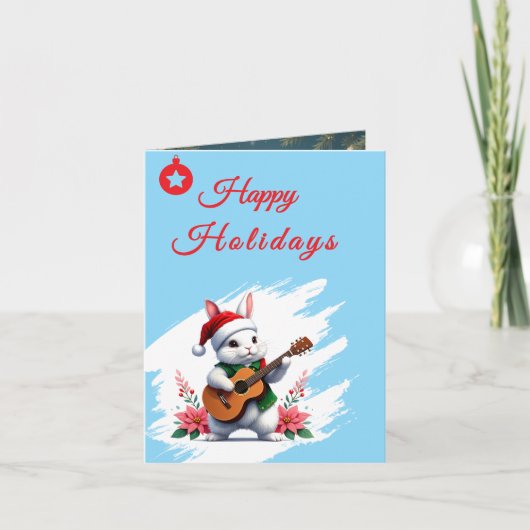 Happy Holidays Bunny Christmas Ornaments シーズンカード (正面)